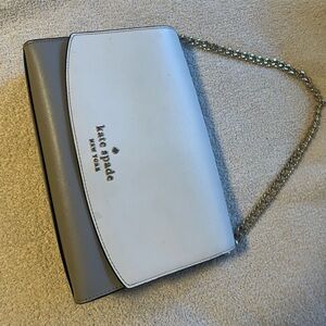 White and grey kate spade purse